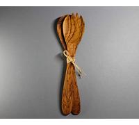 Olive Wood Salad Servers Set of 2: Spoon & Spark (25cm) | 100% Greek Olive Wood | (25cm/10Inch)