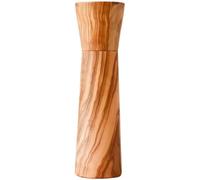 Olive Wood Salt or Pepper Grinder Mill, Hand Craved Salt Grinder, Refillable Pepper Mill with Adjustable Coarse Settings, Durable Wood Spice Mill for Your Kitchen (19 cm)