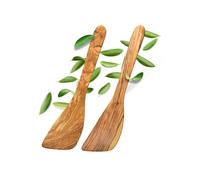 Olive Wood Spatula for Cooking,Wooden Scraping Spoon with Flat Bottom for Nonstick Cookware, Stirring, Fry, Mixing