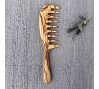 Olive Wood Wide-Tooth Handle Comb - Personalized, Natural Wood Hair Comb
