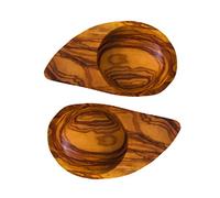Olive Wood Ying Yang Dipping/Tapas/Sauce/Snack/Nibbles Small Bowls - Set of 2-12.5cm