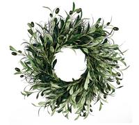 Olive Wreaths for Front Door, 20 Inch Olive Branch Wreath, Artificial Olive Leaf Wreath, Plastic Bay Leaf Wreath, Portable Greenery Wreath for Home Wall Window Olive Branch Wreath Bay Leaf Wreath Oliv