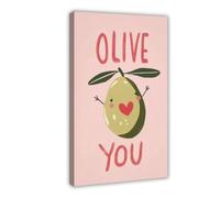 Olive You Pun Canvas Poster for Dorm Room Decor Gift