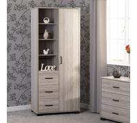 Oliver 1 Door 3 Drawer Open Shelf Wardrobe Light Oak Effect Modern Storage