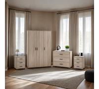 Oliver 3 Door Wardrobe Bedroom Furniture Set Light Oak Bedside Chest Drawers