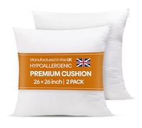 Oliver Bedding Hypoallergenic Premium cushion inserts 2 pack, Hollowfibre Stuffed Square Cushion Pillows for Sofa and Bed, Comfortable Anti Allergenic Pad Stuffer Insert Square Pillow (26 x26 Inch)