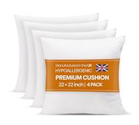 Oliver Bedding Hypoallergenic Premium Cushion inserts 4 Pack, Hollowfibre Stuffed Square Cushion Pillows for Sofa and Bed, Comfortable Anti Allergenic Pad Stuffer Insert Square Pillow (22" x 22")