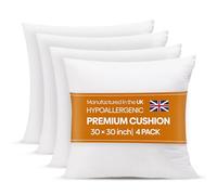 Oliver Bedding Hypoallergenic Premium Cushion inserts 4 Pack, Hollowfibre Stuffed Square Cushion Pillows for Sofa and Bed, Comfortable Anti Allergenic Pad Stuffer Insert Square Pillow (30" x 30")