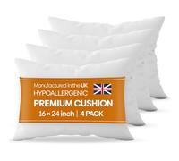 Oliver Bedding Hypoallergenic Premium Cushion inserts 4 Pack, Hollowfibre Stuffed Square Cushion Pillows for Sofa and Bed, Comfortable Anti Allergenic Pad Stuffer Insert Square Pillow (16 x24 Inch)