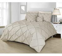 Oliver Bedding Luxurious Pintucks Style Duvet Set, Soft Touch Quilted Pintuck Duvet Cover Set with Bedding and Pillowcases, Anti Allergy for a Comfortable Night Sleep (Super King, Silver)