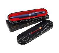 Oliver Code Matte Blueberry Fountain Pen with T Box - Full Brass Body, Blueberry Plated Trim, No.5 Iridium Tip