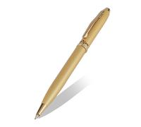 Oliver GEM GOLD Ballpoint Pen - Satin Gold Finish 0.6mm Cardinal Refill, Twist Mechanism, Crystal Tip, Full Metal Body