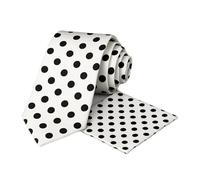 Oliver George Men’s Polka Dot Necktie & Pocket Square Handkerchief Set for Suit or Tuxedo (Black White)