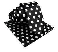 Oliver George Men’s Polka Dot Necktie & Pocket Square Handkerchief Set for Suit or Tuxedo (White Black)
