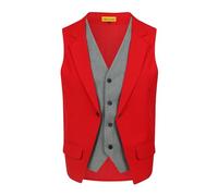 Oliver George Men’s Solid Color Suit Vest Formal Tuxedo Waistcoat Business Layered Dress Vest For Suit or Tuxedo, Red, 3XL