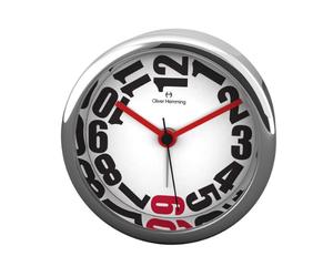 Oliver Hemming Six 8 cm Designer Alloy Alarm Clock with Crystal Glass Lens, Red