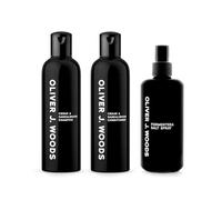 Oliver J. Woods Men’s Hair Care & Styling Bundle | Cedar & Sandalwood Shampoo + Conditioner with Formentera Salt Spray | Hydration, Volume & Natural Texture