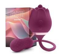 Oliver James 2-in-1 Rose Toy Clitoral Vibrator with 10 Vibration Modes