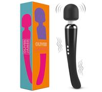 Oliver James Large Wand Massager w/ 20 Vibration Modes 8 Speeds (Jet Black)