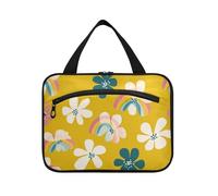 Oliver Jeffers Style Azalea Yellow Rainbow Hanging Makeup Bag for Women with Hook Designer Cute Cosmetic Bag for Essentials Women Work bolsos para Hombre