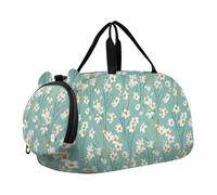 Oliver Jeffers Style Daffodil Turquoise Girl's Gym Duffel Bag with Shoes Compartment Lightweight Travel Duffel Bag for School Practice, Sports, Travel bolsas de viaje