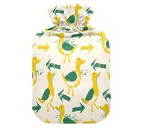 Oliver Jeffers Style Duck Arrow Butter Yellow Emerald hot Bottle Water Bag with Soft Cover, 2L hot Compress for Tummy Warmer,Tummy Warmer,Bolsa para agua Caliente