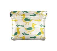 Oliver Jeffers Style Duck Arrow Butter Yellow Emerald PU Leather Change Purse Convenient Mini Coin Purse Pouches for Girls Ladies Handbag