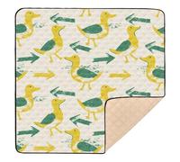 Oliver Jeffers Style Duck Arrow Butter Yellow Emerald Soft Padded Baby Play Mat for Indoor Outdoor Lightweight Infant Play Activity Mat for Babies Infants Toddlers, 50'' x 50''