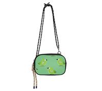 Oliver Jeffers Style Kiwi Jade Bird Design Green Sling Purse Crossbody Men Comfort with Credit Card Slots Shoulder Bags Have a meal