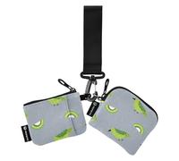 Oliver Jeffers Style Kiwi Jade Bird Design Green Women's Coin Purses Card Cases Compact Size Zipper Cash Coin Purse with Keychain for Work Travel 2 Pcs tarjetero para Credit