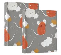 Oliver Jeffers Style Mouse Rust 1 and A Half Inch School Binder 3 Ringing with Clipboard 1/2 Pack Aesthetic Binder 200 Sheets