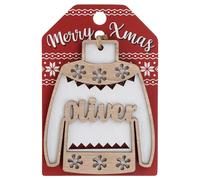 Oliver Name Christmas Jumper Wooden Tree Decoration Personalised Bauble Xmas White