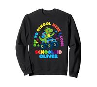 Oliver Schoolchild personalized Back to School Dino Truck Sweatshirt