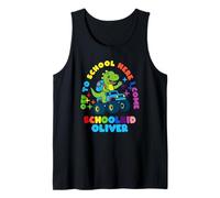 Oliver Schoolchild Personalized Back to School Dino Truck Tank Top