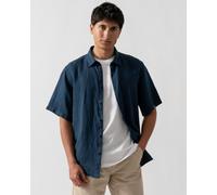 Oliver Sweeney Somerton Mens Short Sleeve Linen Shirt - Navy - Navy - L