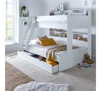 Bedmaster Oliver Grey And White Triple Sleeper Bunk Bed No Drawer With Pocket Sprung Mattresses, Grey