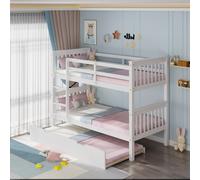 Oliver Single White Wooden Bunk Bed with Trundle SlumberWorx White Single