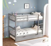 Oliver Single White Wooden Bunk Bed with Trundle SlumberWorx Grey Single