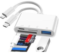 Oliveria SD Card Reader for iPhone, Lightning to SD Card Reader, Camera Adapter to iPhone, SD to iPhone Adapter, 4 in 1 SD Reader for iPhone, Micro SD Card Reader for iPhone, Lightning SD Card Reader