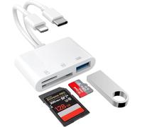 Oliveria SD Card Reader for iPhone, Lightning to SD Card Reader, Camera Adapter to iPhone, SD to iPhone Adapter, 3 in 1 SD Reader for iPhone, Micro SD Card Reader for iPhone 16,15,14,iPad, MacBook