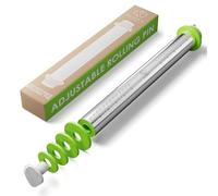 Oliver's Kitchen Adjustable Rolling Pin with Thickness Rings, Steel | Stainless steel rolling pin with 4 thickness rings (2, 3, 6, 10mm) and built-in ruler - dishwasher safe, for pastry & pizza