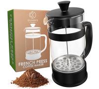 Oliver's Kitchen Cafetiere 1 Litre - Glass French Press Coffee Maker, 4 Cup | Heat resistant glass jug, stainless steel mesh filter, sturdy black handle and lid. Makes 4 mugs of coffee or loose leaf tea