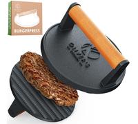 Oliver's Kitchen ® Burger Press - Premium, Heavy Duty, Cast Iron - Smash Burgers with Ease - Comfortable Handle - Non Stick Base - The Perfect Smasher for BBQ & Griddle Chefs