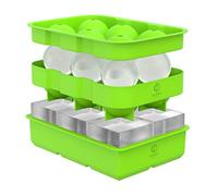 Oliver's Kitchen Large Ice Cube Trays - Giant Square Cubes + Ice Ball Mould | Large silicone ice cube tray set - giant square cubes plus round ice balls for gin, whisky, cocktails. Slow melt, stackable