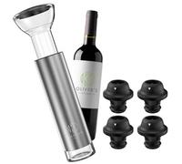 Oliver's Kitchen ® Premium Wine Saver - Vacuum Pump with 4X Wine Stoppers - Wine Stopper Keeps Wine Fresher for Longer - Wine Preserver Perfect for Cork Bottles - Perfect Wine Accessories Gift