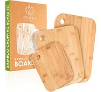 Oliver's Kitchen Wooden Chopping Boards for Kitchens, Set of 3 - Bamboo | Set of 3 bamboo chopping boards in 3 sizes - for meat, veg, fruit and bread, and they double as serving and cheese boards