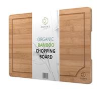 Oliver's Kitchen's Premium 100% Organic Large Bamboo Chopping Board - (45 x 30 x 2 cm) - Reversible Wooden Cutting Board - Strong, Durable & Hard Wearing Serving Board - Easy To Clean with Drip Groove