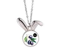 Olives Fruit Tasty Healthy Watercolor Rabbit Necklace Pendant Bunny Animal Jewelry Gift