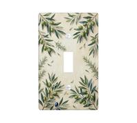 Olives Kitchen Single Light Switch Cover Plate, Natural Rustic Leaves Branches Summer Green Plastic Standard Size Wall Switch Plates Accents for Home Living Room New Apartment Decor (Single)