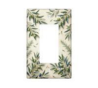 Olives Kitchen Single Rocker Light Switch Cover, Natural Rustic Leaves Branches Summer Green Plastic Standard Size Switch Plate Decorative for Home Living Room New Apartment Decor